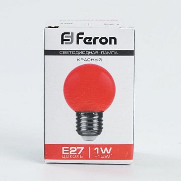 25116 Лампа светодиодная, (1W) 230V E27 красный G45, LB-37  - фотография 4