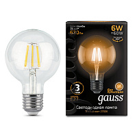 105802106 Лампа Gauss Filament G95 6W 630lm 2700К Е27 LED 1/20