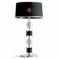 1213 Настольная лампа, цвет арматуры - хром, цвет абажура - черный, декор - черное и белое стекло, 1x60W E27, 1213