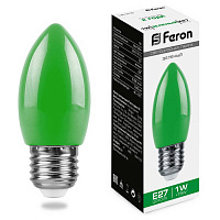 25926 Лампа светодиодная,  (1W) 230V E27 зеленый C35, LB-376