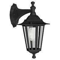 22467 Уличный светильник настенный LATERNA 4, 1х60W(E27), H350, алюминий, черный/стекло