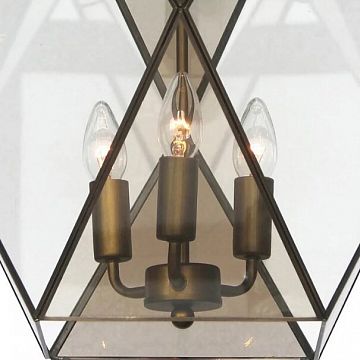 1629-1P Shatir подвесная люстра L225*W225*H450/1170, 1*E27*60W, excluded; металл цвета окрашенной античной бронзы, инкрустированное прозрачное и коньячное стекло, 1629-1P  - фотография 3