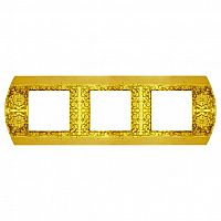 FD01423OB Рамка 3 поста FEDE SAN REMO, горизонтальная, bright gold, FD01423OB