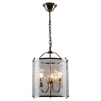 BRUNO, подвесной светильник, цвет арматуры - bronzo antico, цвет стекла - прозрачный, E14 x 3 max 60W, A8286SP-3AB