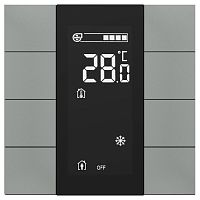 ITR340-3805 Выключатель / комнатный контроллер с ЖК-дисплеем iSwitch+ 8-кнопочный, встроенные датчики температуры, влажности, освещенности, качества воздуха, LED индикация, 2 унив. входа, с BCU, материал пластик, цвет серый металлик