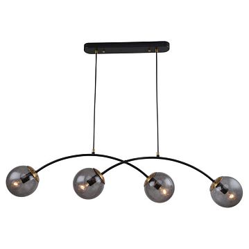 LSP-8891 Линейно-подвесной светильник, цвет основания - черный, плафон - стекло (цвет - серый), 4х40W E14