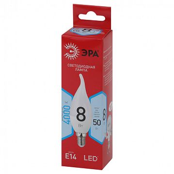 Б0051848 Лампочка светодиодная ЭРА RED LINE LED BXS-8W-840-E14 R E14 / E14 8 Вт свеча на ветру нейтральный белый свет  - фотография 2
