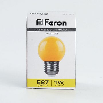 25879 Лампа светодиодная, (1W) 230V E27 желтый G45, LB-37  - фотография 4