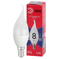 Б0045345 Лампочка светодиодная ЭРА RED LINE LED BXS-8W-865-E14 R E14 / Е14 8Вт свеча на ветру холодный дневной свет