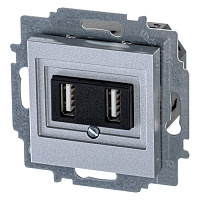 Розетка USB ABB LEVIT, скрытый монтаж серебро, 2CHH290040A6070
