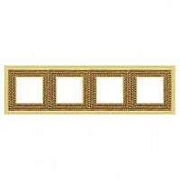 FD01294OR Рамка 4 поста FEDE CRYSTAL DE LUXE, real gold, FD01294OR