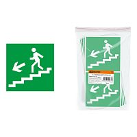 SQ0817-0046 Знак Направление к эвакуационному выходу (по лестнице налево вниз) 150х150мм TDM