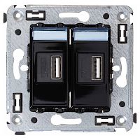 4402543 Зарядное устройство USB DKC AVANTI, скрытый монтаж, со шторками, черный квадрат, 4402543