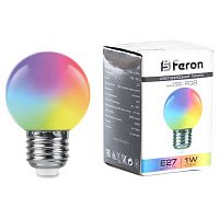 38116 Лампа светодиодная, (1W) 230V E27 RGB G45, LB-37 матовый плавная сменая цвета